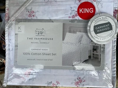 Rachel Ashwell Farmhouse Simply Shabby Chic  King Cotton White And Pink Floral - Image 1 of 4