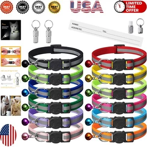12 Pack Reflective Breakaway Cat Collars with Bells - Adjustable Safety & Style - Picture 1 of 11