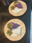 Set Of Vintage Trompe L'oeil Grapes And Cheese Plate
