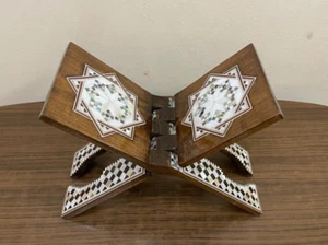 Handmade, Quran Stand, Wooden Book Stand, Islamic Home Decor, Inlaid Shell 13.2" - Picture 1 of 8