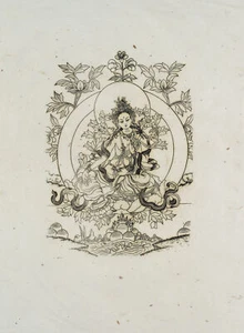 Tantrische Gottheit mit Blumen, Holzschnitt Figürlich Unbekannt (20.Jhd) - Bild 1 von 4