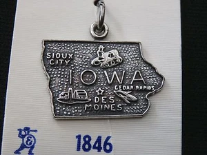 Stunning Sterling Silver State Of IOWA Pendent/ Charm. Make Offer! #1984 - Picture 1 of 4