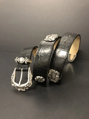 Cinturón Brighton Concho Mujer Cuero MED Medallón Plateado De Colección 1993 Western Foto 1 de 4