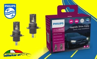 SET 2 LAMPADE LED H4 12V EASY BIANCO PHILIPS LED ULTINON ACCESS FREDDO 6000K 20W - Immagine 1 di 4