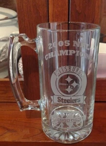 NFL Pittsburgh Steelers Glass Beer Mug Stein Etched 2005 Super Bowl Champs.BJB - Picture 1 of 8