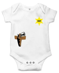 Sheriff Best Shower Gift Cute Funny Infant Message Baby One Piece Bodysuit - Picture 1 of 11