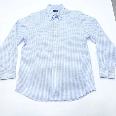 Nautica Dress Shirt Men's 15.5 Blue White Plaid Logo Long Sleeve Business Formal - Image 1 of 4