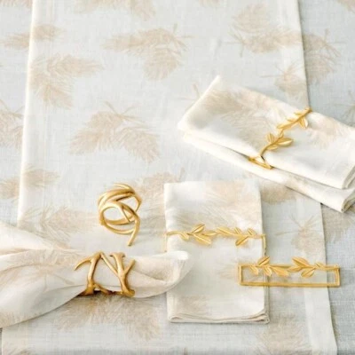 Frontgate Christmas Table Runner Everett Gold Wine Resistant Performance NIP - Image 1 of 3