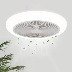 Enclosed Ceiling Fan Integrated Dimmable 3 Color LED Lights 6 Gear Wind Speeds R - Picture 1 of 9