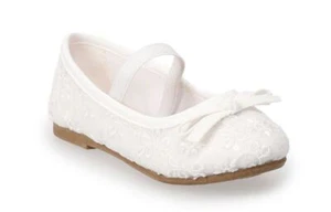 Jumping Beans Walnut Toddler Girls' White Ballet Flats Shoes Size 6T & 8T  NEW - Picture 1 of 8