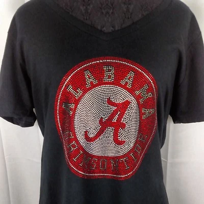 Roll Tide Rhinestone V-Neck Shirt – Sparkling Alabama Crimson Tide Fan Tee - Image 1 of 4