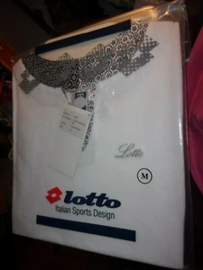 NEU IM PKG LOTTO ITALIENISCHES SPORTDESIGN DAMEN WEISS MIT SCHWARZEM T-SHIRT GRÖSSE M - Bild 1 von 2
