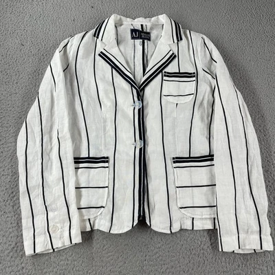 Blazer AJ Armani Jeans Mezcla de Lino Manga Larga Talla 8 Blanco Hecho en Italia * Foto 1 de 4