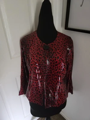 Chaqueta de Viaje Elegancia Vintage Colorida Años 80 Leopardo Botón Talla Grande  Foto 1 de 4