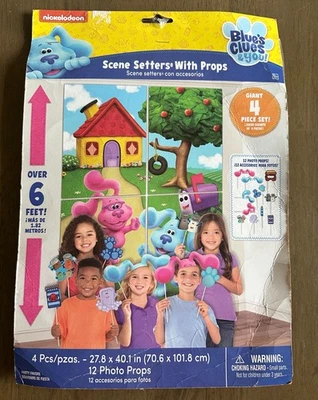  Blues Clues Party Scene Setter with 12 Photo Props 4pc Set Over 6 Feet Backdrop - Image 1 of 3