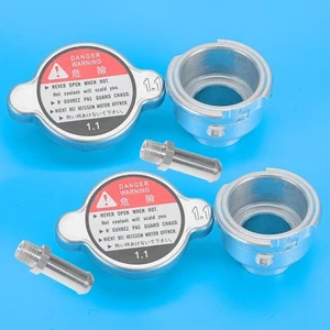 2x Cuello de llenado de radiador de soldadura de aluminio 32 mm 1-1/4" ID con tapa de radiador de 1,1 barra - Imagen 1 de 6