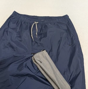 Vintage Y2K Nike Reversible Blue Gray Swoosh Track Pants Men's 2XL 35x32" Nylon - Picture 1 of 12
