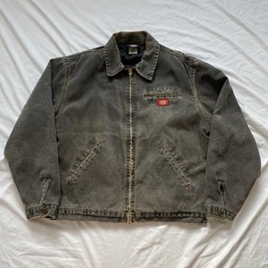 Vintage Dickies Jacket Faded Black L Quilted Lining Detroit Style Canvas J36 - Picture 1 of 17