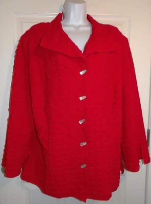 NWOT Red Textured VIKKI VI Long Sleeve Blouse w/Rectangle Buttons - 2X - Image 1 of 2
