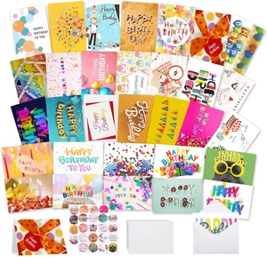 32 Stück Happy Birthday Karten Großpackung mit Umschlägen, 4x6 verschiedene Geburtstagskarten - Bild 1 von 12
