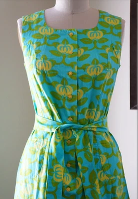 70 年代复古 Pia & Paula 芬兰/斯堪的纳维亚 Marimekko 风格滑板车连衣裙  — 第 1/4 张图片