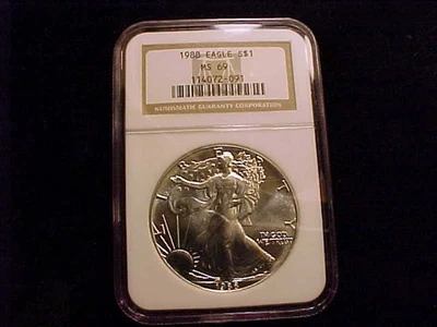 1988 Silver Eagle, NGC MS 69 graded - Image 1 of 3