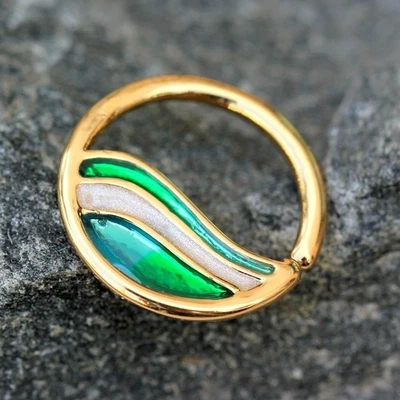 Gold Plated Green Wave Seamless Ring - Image 1 of 2