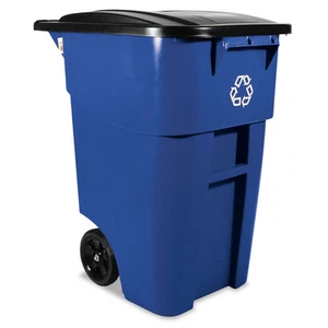 Rubbermaid Commercial Brute Recycling Rollout Container Square 50gal Blue - Picture 1 of 2