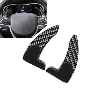 Kohlefaser Schwarz Lenkrad Schaltwippen Verlängerung Für Jeep Dodge Chrysler - Picture 1 of 10