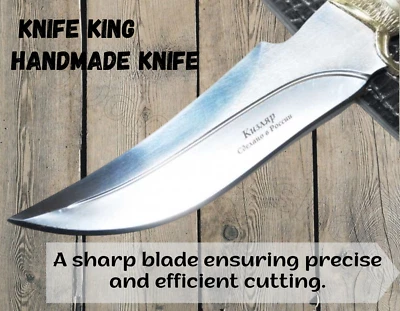 Cuchillo Sekach - Kizlyar. Caza Hecha a Mano/Acero Inoxidable, Latón, Nogal. Foto 1 de 4