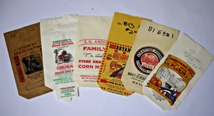 6 / Vintage MILL FLOUR, CORN MEAL, GRITS, ETC., BAGS. 12" long (6) - Picture 1 of 2