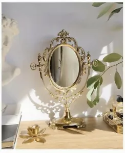 VINTAGE MIRROR BRONZE ORNATE ART LARGE DESK DECOR ROCOCO STYLE BAROQUE ITALY - Picture 1 of 7