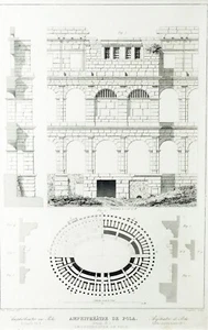 1857 ARQUITECTURA - Grabado original al acero con passepartout (03685) - Imagen 1 de 2