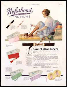 1922 Nufashond Notions Womens Shoe Laces EGGLETON Fashion Art Vintage PRINT AD - Picture 1 of 1