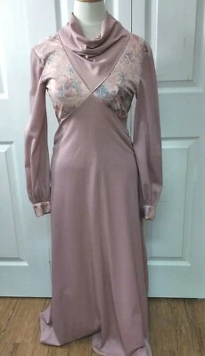 Vintage Formal Dress Rose Pink Cowl Neck Handmade Prom Wedding XS - Image 1 of 4