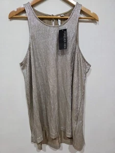 Forever New Top AUS 14 US10 Gold NEW Talula High Neck Metallic Tank Party - Picture 1 of 6