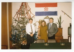 Drapeau croate blason écusson émigration NDH, photo vintage Croatie années 90 ! - Photo 1/2