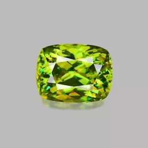 1.61cts EXCELLENT CUSHION CUT MADAGASCAR NATURAL CHARTREUSE GREEN SPHENE - Picture 1 of 1