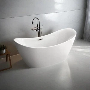 67 inch freestanding soaking tub with smooth curves and gently sloped sides - Picture 1 of 5