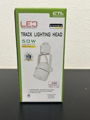 CTL Track Lighting Head LED White Dimmable Pivoting Head Compatible w/Halo Track - Image 1 of 4