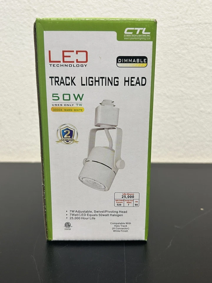 CTL Track Lighting Head LED White Dimmable Pivoting Head Compatible w/Halo Track - Image 1 of 4