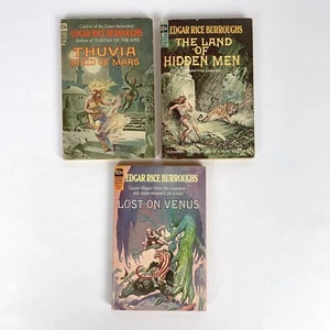 VTG Lot Of 3 Edgar R Burroughs Classic Science Fiction Paperbacks ACE Publishing - Picture 1 of 5