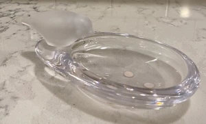 VINTAGE 1960S SERREB FRANCE FROSTED GLASS BIRD SCULPTURE SIGNED - Picture 1 of 10