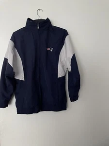 ~ New England Patriots Reebok NFL Navy Full Zip Windbreaker Boys Sz L 14/16 VGC - Picture 1 of 9