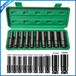 1/2" Drive Deep Impact Socket Set CR-V Steel Metric Sockets Long 10PCS 8-24MM AU - Picture 1 of 12