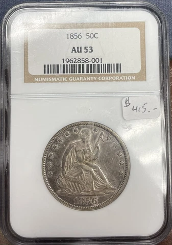 1856 50c NGC AU53 Original Seated Half Dollar! Cover