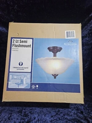 Bel Air Lighting Bronze Finish Mount Frosted Glass Ceiling Light - Image 1 of 4