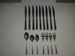 VTG Oneida Deluxe Stainless Steel CHERIE Flatware 16pc LOT Knife Spoon Fork - Picture 1 of 14