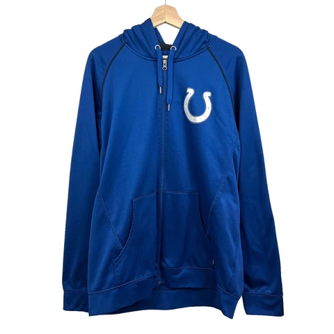 NFL Indianapolis Colts Hoodie Sweater Full Zip Long Sleeve Blue Men Size XL Cover