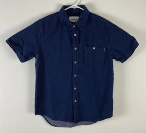Youth Boys Diamond Supply Co. cotton blue polka dot short sleeve button shirt, L - Picture 1 of 4